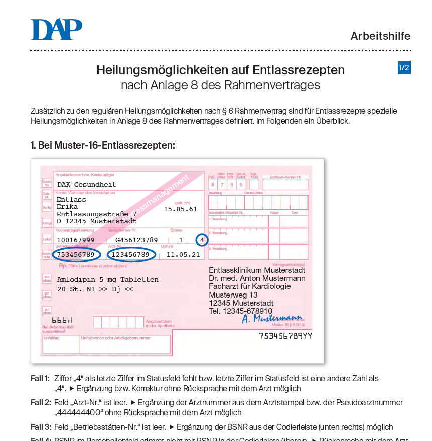 Heilungsmöglichkeiten: Entlassrezept - DeutschesApothekenPortal